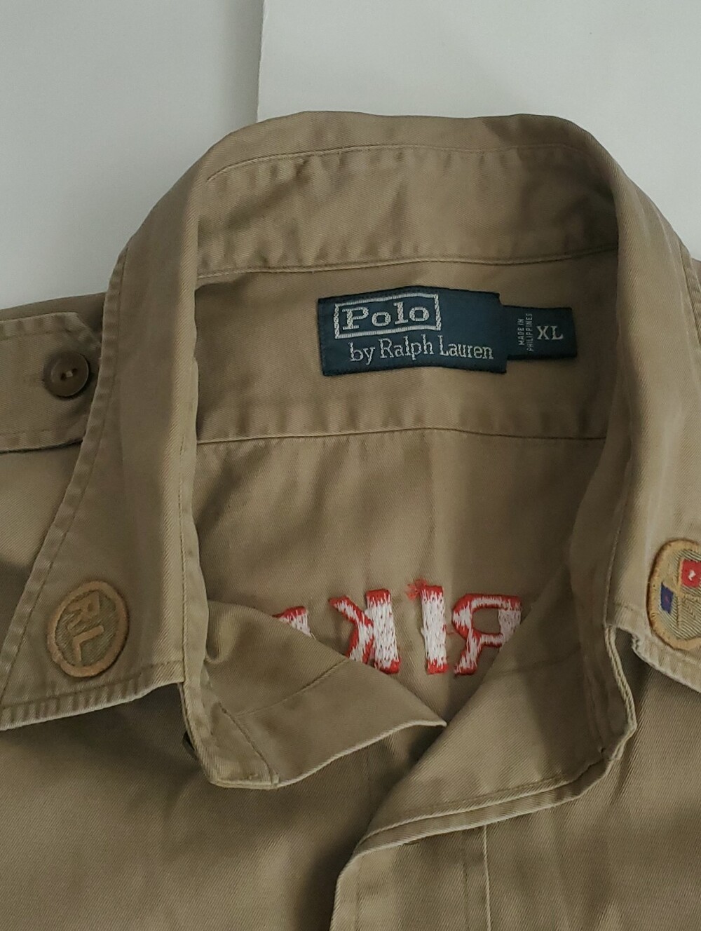 Polo Ralph Lauren Mens XL Khaki Utility Shirt 388th Strike Group Embroidered - Picture 15 of 16
